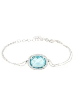 Latelita Beatrice Oval Gemstone Bracelet Silver Blue Topaz Hydro