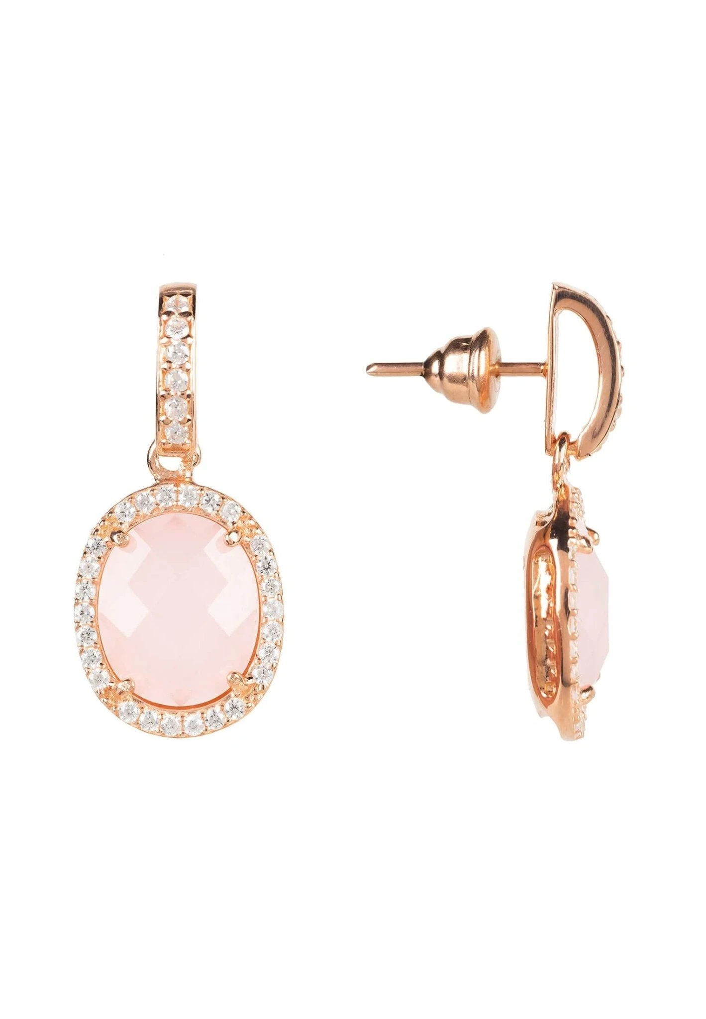 Latelita Beatrice Oval Gemstone Drop Earring Rose Gold Rose Quartz 5 Latelita Beatrice Oval Gemstone Drop Earring Rose Gold Rose Quartz - Image 3