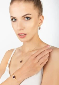 Latelita Beatrice Oval Gemstone Drop Earrings Gold Garnet -Latelitla Store beatrice oval gemstone drop earrings gold garnet 598695