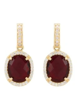 Latelita Beatrice Oval Gemstone Drop Earrings Gold Garnet