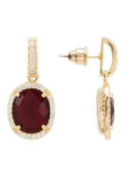 Latelita Beatrice Oval Gemstone Drop Earrings Gold Garnet -Latelitla Store beatrice oval gemstone drop earrings gold garnet 738728
