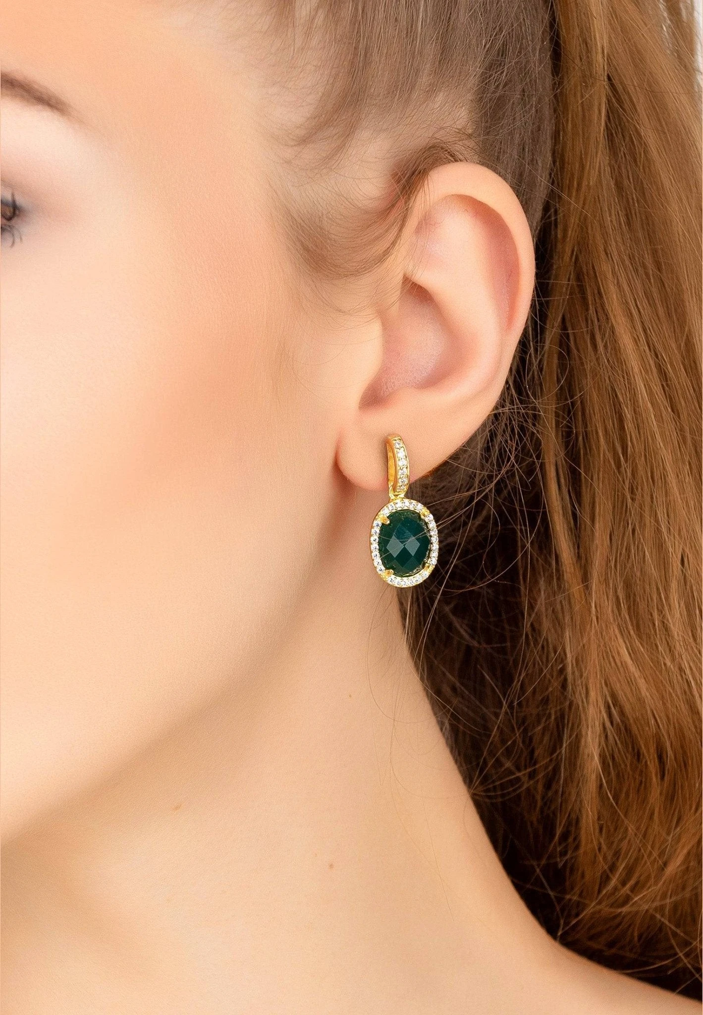 Latelita Beatrice Oval Gemstone Drop Earrings Gold Green Onyx 4 Latelita Beatrice Oval Gemstone Drop Earrings Gold Green Onyx - Image 2