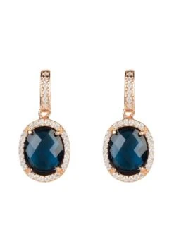 Latelita Beatrice Oval Gemstone Drop Earrings Rose Gold Sapphire Hydro