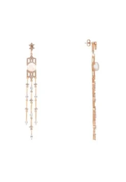 Latelita Belgravia Pearl & Sparkle Long Drop Earrings Rosegold -Latelitla Store belgravia pearl sparkle long drop earrings rosegold 187822
