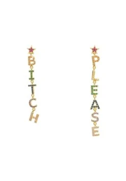 Latelita Bitch Please Rainbow Drops Earrings Gold