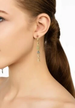 Latelita Bitch Please Rainbow Drops Earrings Gold -Latelitla Store bitch please rainbow drops earrings gold 812979