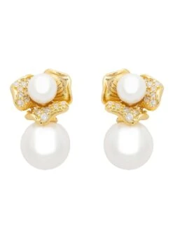 Latelita Blossom Double Pearl Earrings Gold