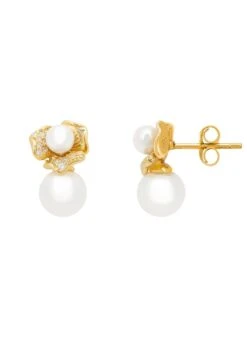 Latelita Blossom Double Pearl Earrings Gold -Latelitla Store blossom double pearl earrings gold 812248