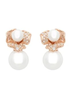Latelita Blossom Double Pearl Earrings Rosegold