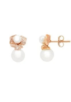 Latelita Blossom Double Pearl Earrings Rosegold -Latelitla Store blossom double pearl earrings rosegold 783366