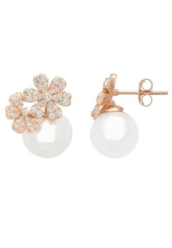 Latelita Bouquet And Pearl Stud Earrings Rosegold -Latelitla Store bouquet and pearl stud earrings rosegold 698963