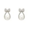 Latelita Bows And Pearls Earrings Silver -Latelitla Store bows and pearls earrings silver 269155