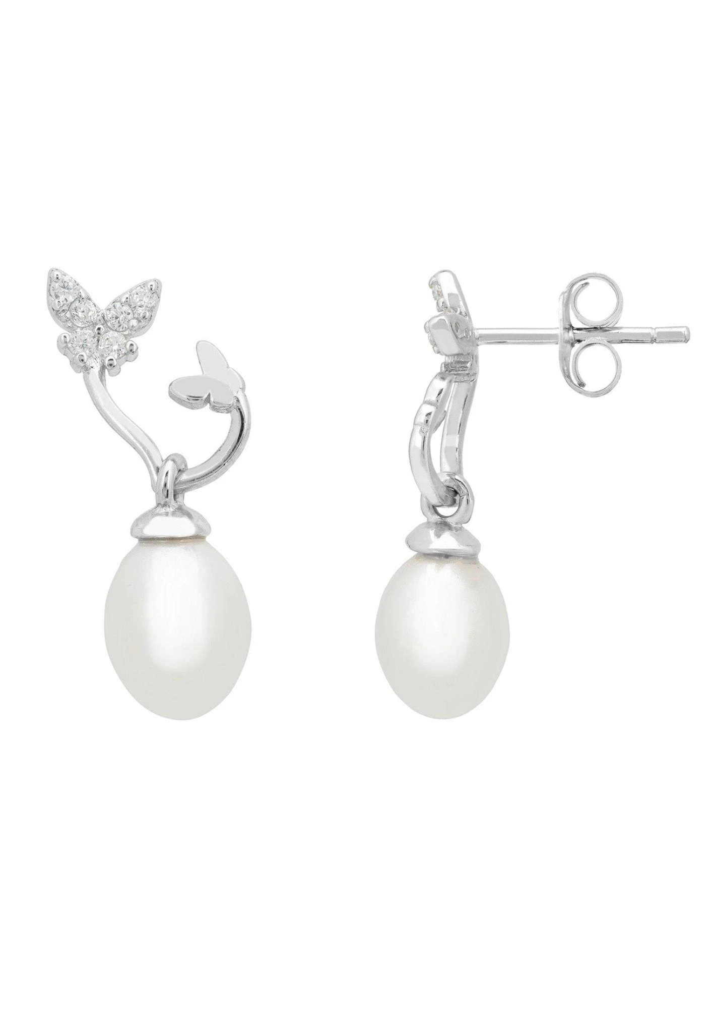 Latelita Butterflies Pearl Earrings Silver 5 Latelita Butterflies Pearl Earrings Silver - Image 3