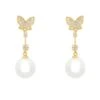 Latelita Butterfly Pearl Drop Earrings Gold -Latelitla Store butterfly pearl drop earrings gold 243010