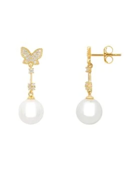 Latelita Butterfly Pearl Drop Earrings Gold -Latelitla Store butterfly pearl drop earrings gold 323205