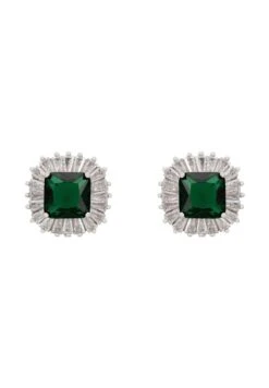 Latelita Camilla Stud Earrings Silver Emerald