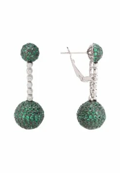 Latelita Cannes Sphere Drop Earrings Silver Emerald Green Cz -Latelitla Store cannes sphere drop earrings silver emerald green cz 527087