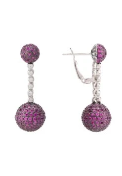 Latelita Cannes Sphere Drop Earrings Silver Ruby Pink Cz -Latelitla Store cannes sphere drop earrings silver ruby pink cz 352966