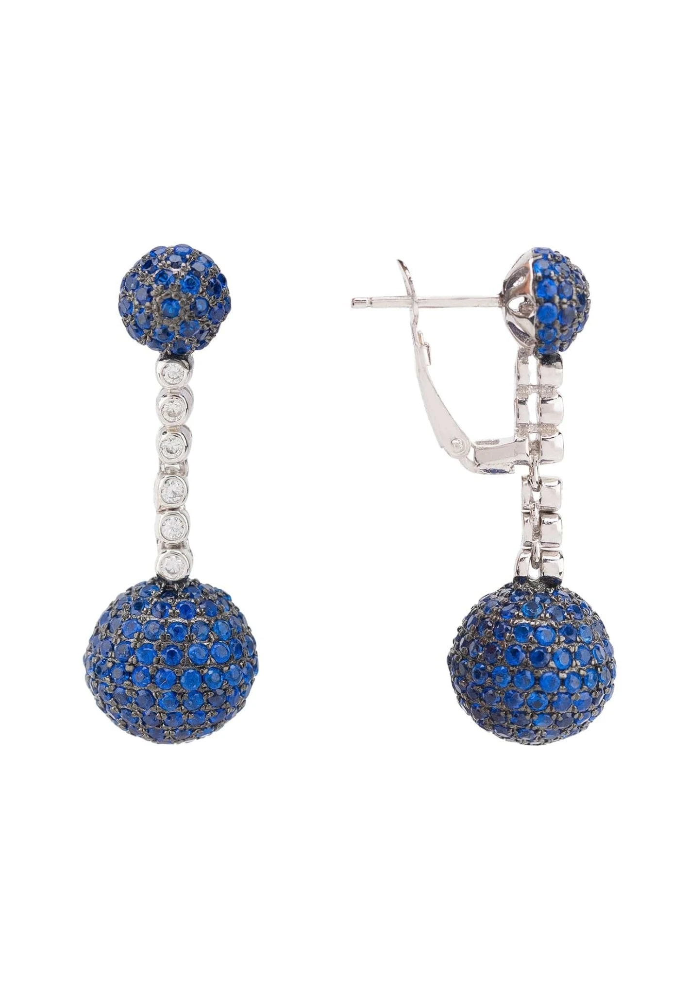 Latelita Cannes Sphere Drop Earrings Silver Sapphire Blue Cz 6 Latelita Cannes Sphere Drop Earrings Silver Sapphire Blue Cz - Image 4