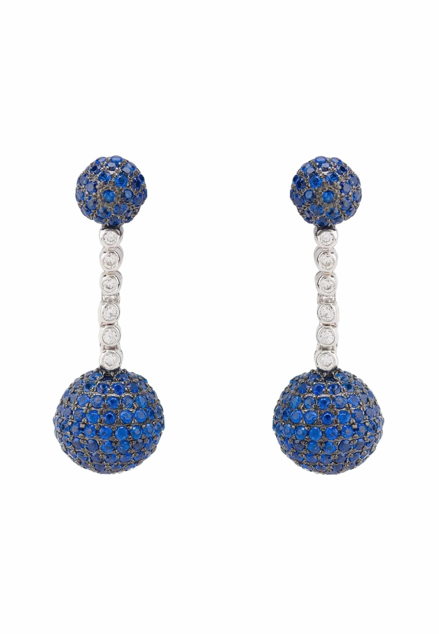Latelita Cannes Sphere Drop Earrings Silver Sapphire Blue Cz 3 Latelita Cannes Sphere Drop Earrings Silver Sapphire Blue Cz