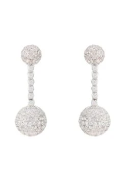 Latelita Cannes Sphere Drop Earrings Silver White Cz