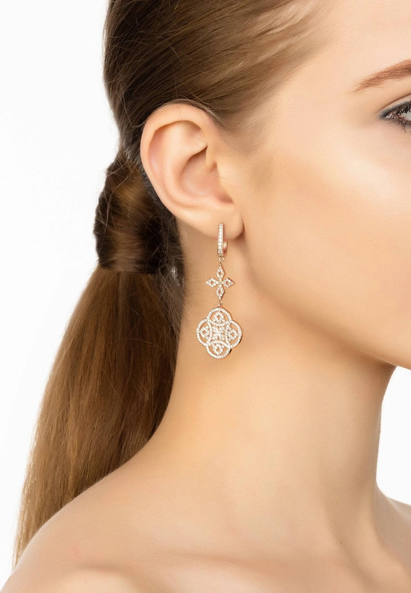 Latelita Celtic Knot Clover Drop Earrings Rosegold 4 Latelita Celtic Knot Clover Drop Earrings Rosegold - Image 2