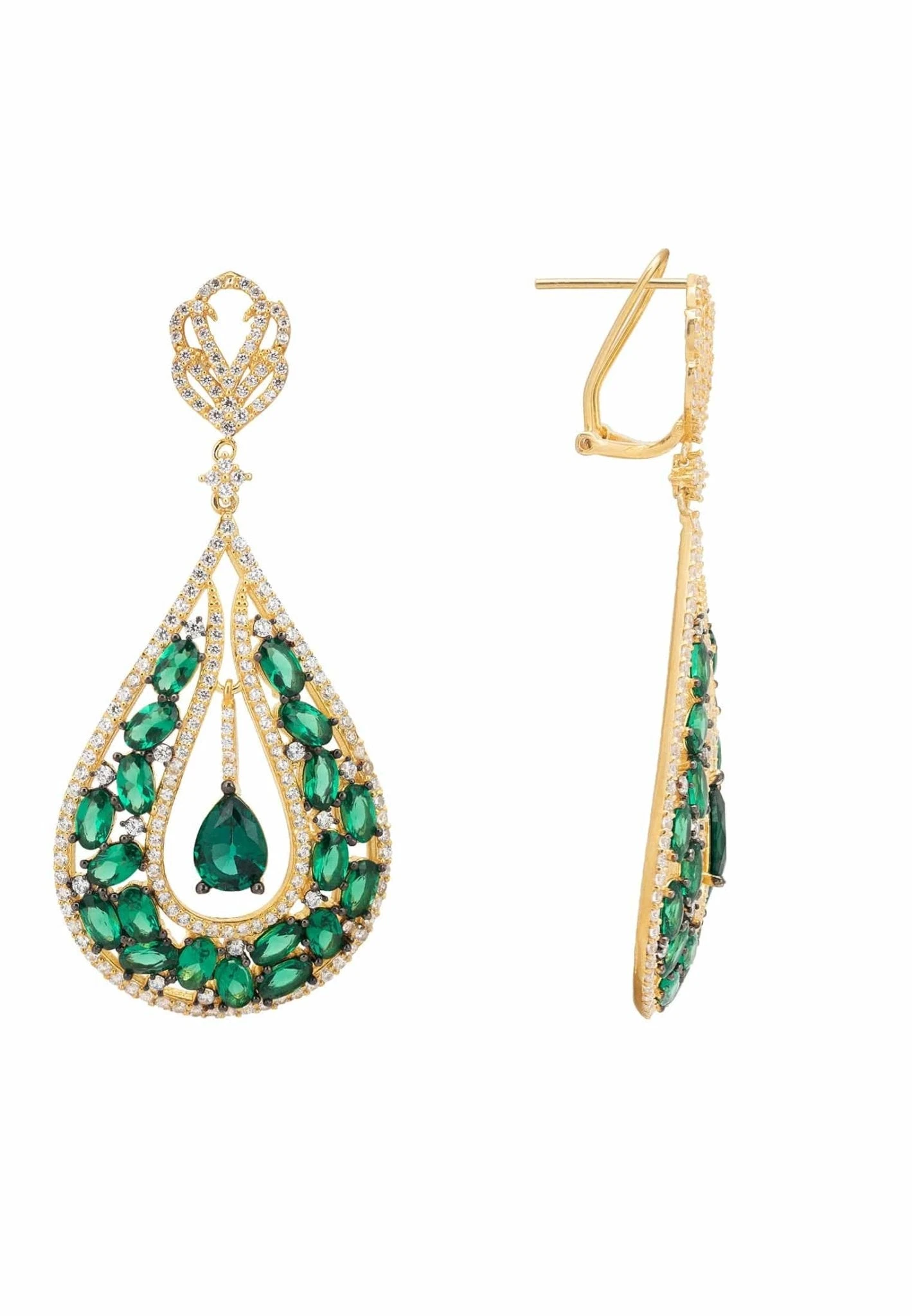 Latelita Charlotte Teardrop Earrings Emerald Gold 5 Latelita Charlotte Teardrop Earrings Emerald Gold - Image 3