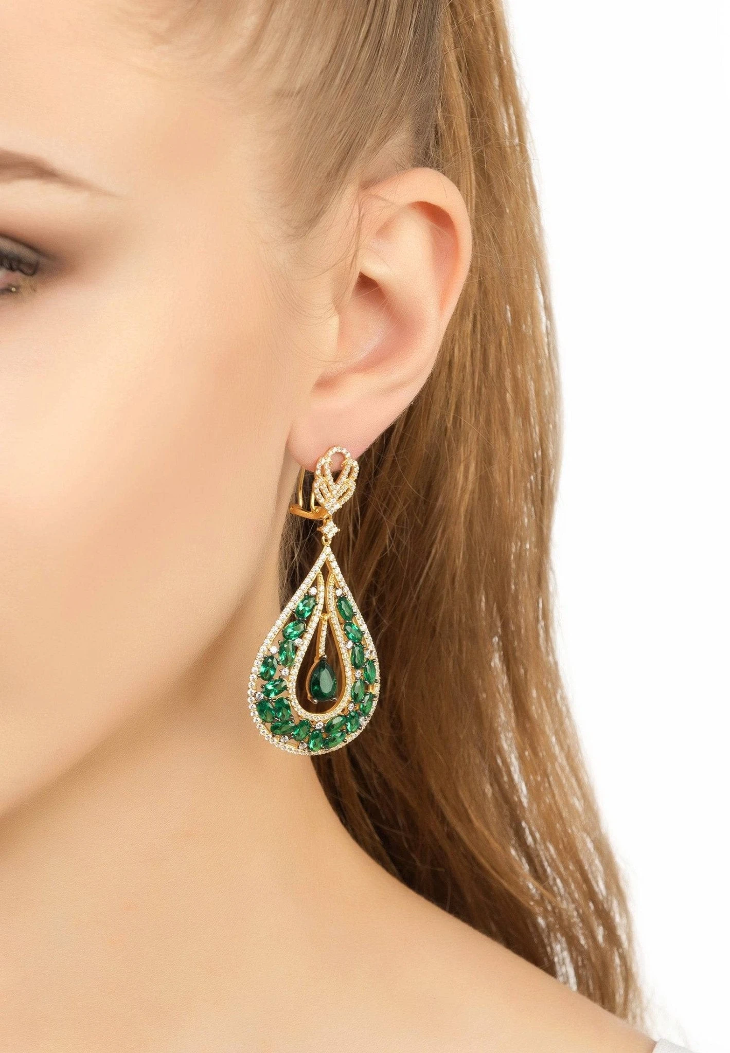 Latelita Charlotte Teardrop Earrings Emerald Gold 4 Latelita Charlotte Teardrop Earrings Emerald Gold - Image 2