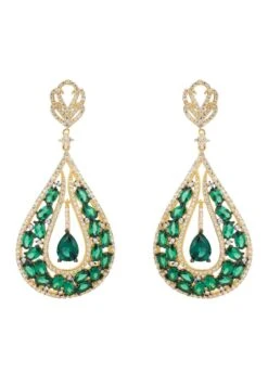 Latelita Charlotte Teardrop Earrings Emerald Gold