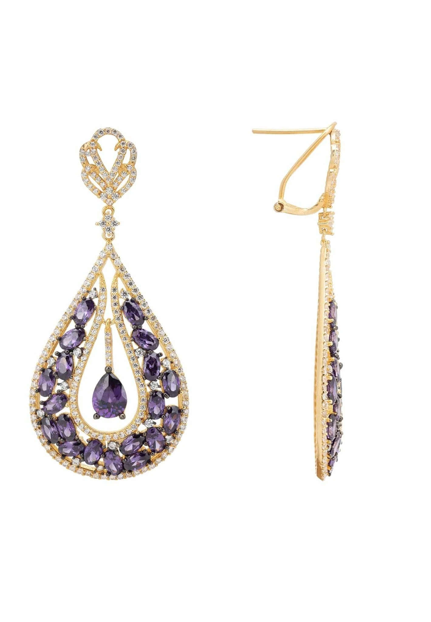 Latelita Charlotte Teardrop Gemstone Earrings Purple Gold 5 Latelita Charlotte Teardrop Gemstone Earrings Purple Gold - Image 3