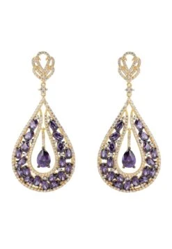 Latelita Charlotte Teardrop Gemstone Earrings Purple Gold