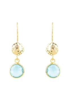 Latelita Circle & Hammer Earrings Gold Blue Topaz