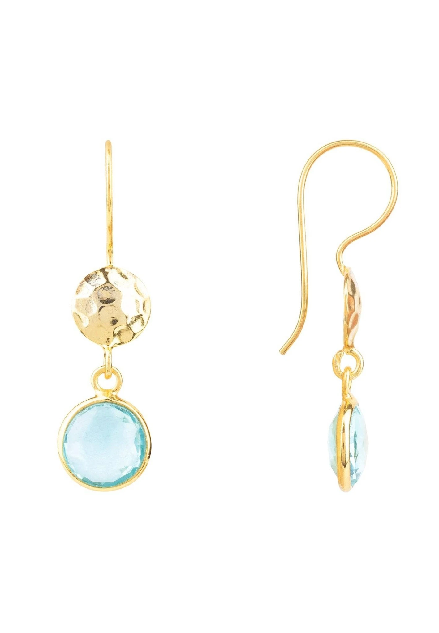 Latelita Circle & Hammer Earrings Gold Blue Topaz 5 Latelita Circle & Hammer Earrings Gold Blue Topaz - Image 3