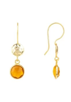 Latelita Circle & Hammer Earrings Gold Citrine -Latelitla Store circle hammer earrings gold citrine 683071