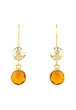 Latelita Circle & Hammer Earrings Gold Citrine