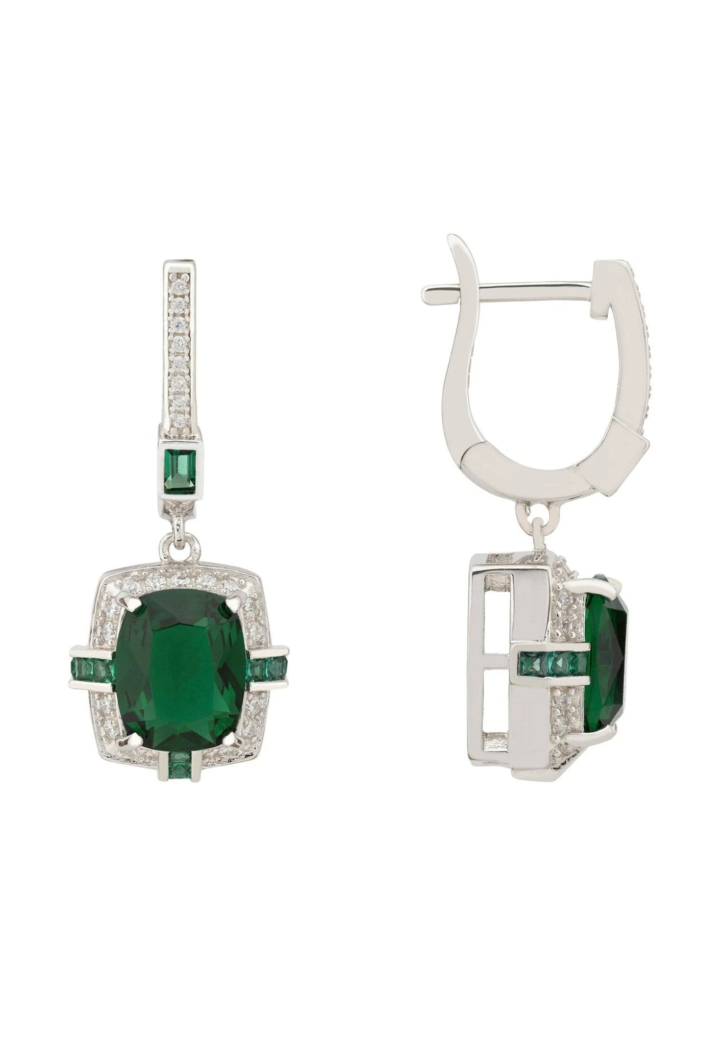 Latelita Clarence Silver Earrings Emerald 4 Latelita Clarence Silver Earrings Emerald - Image 2