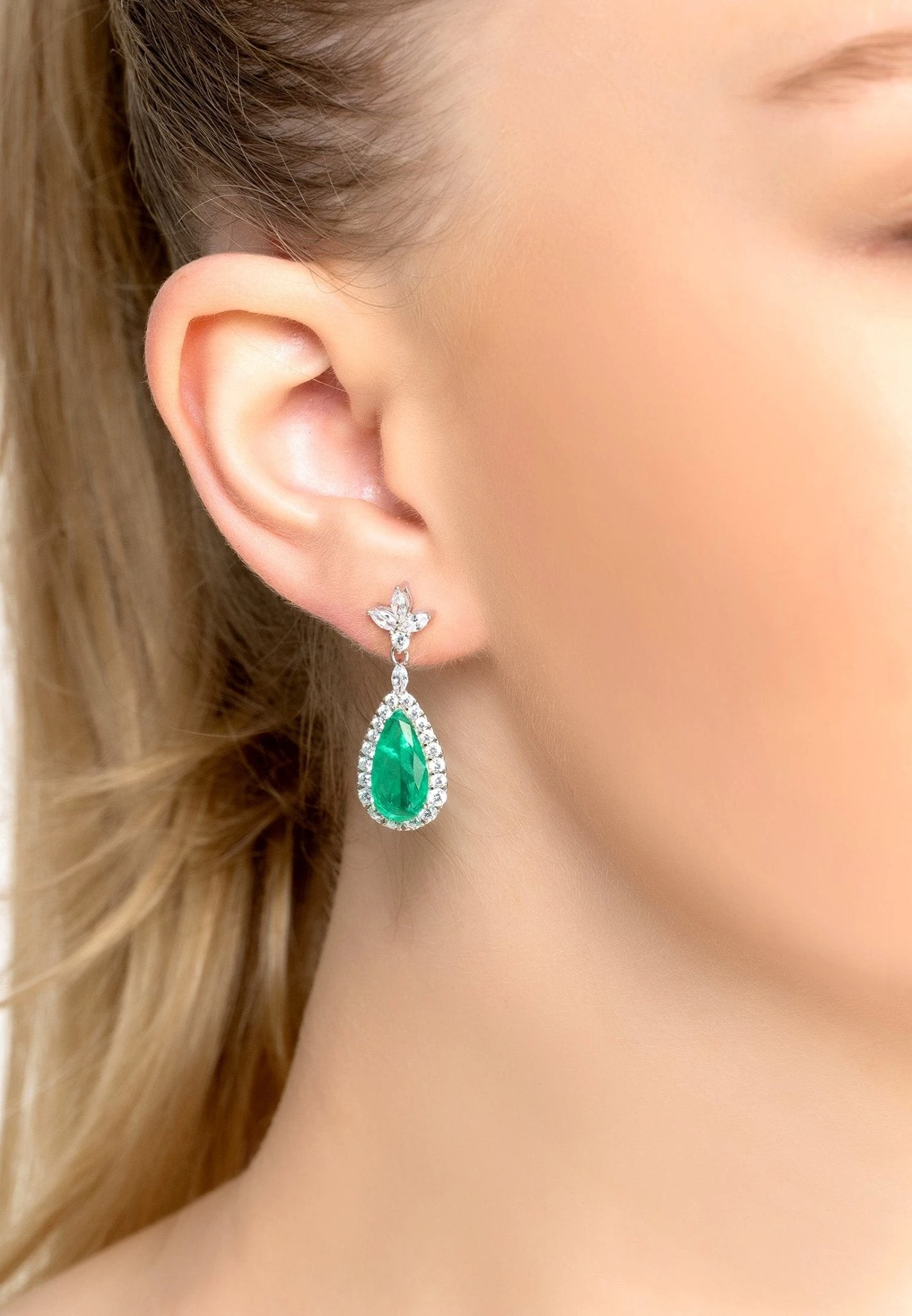 Latelita Colette Colombian Emerald Teardrop Earrings Silver 4 Latelita Colette Colombian Emerald Teardrop Earrings Silver - Image 2
