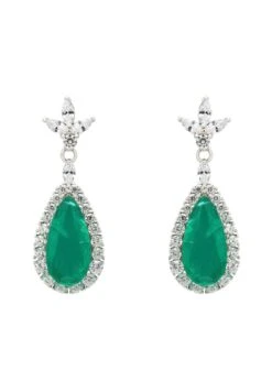 Latelita Colette Colombian Emerald Teardrop Earrings Silver