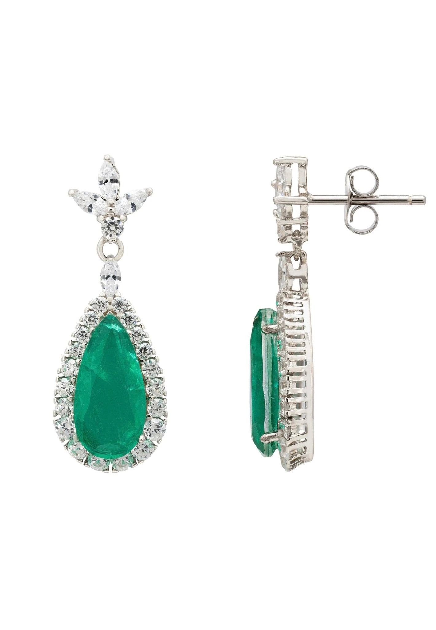 Latelita Colette Colombian Emerald Teardrop Earrings Silver 5 Latelita Colette Colombian Emerald Teardrop Earrings Silver - Image 3