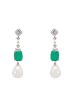 Latelita Cordeilla Colombian Emerald & Pearl Earrings Silver