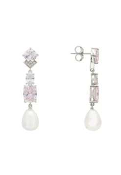 Latelita Cordelia Pearl & Pink Morganite Long Drop Earrings Silver -Latelitla Store cordelia pearl pink morganite long drop earrings silver 864777