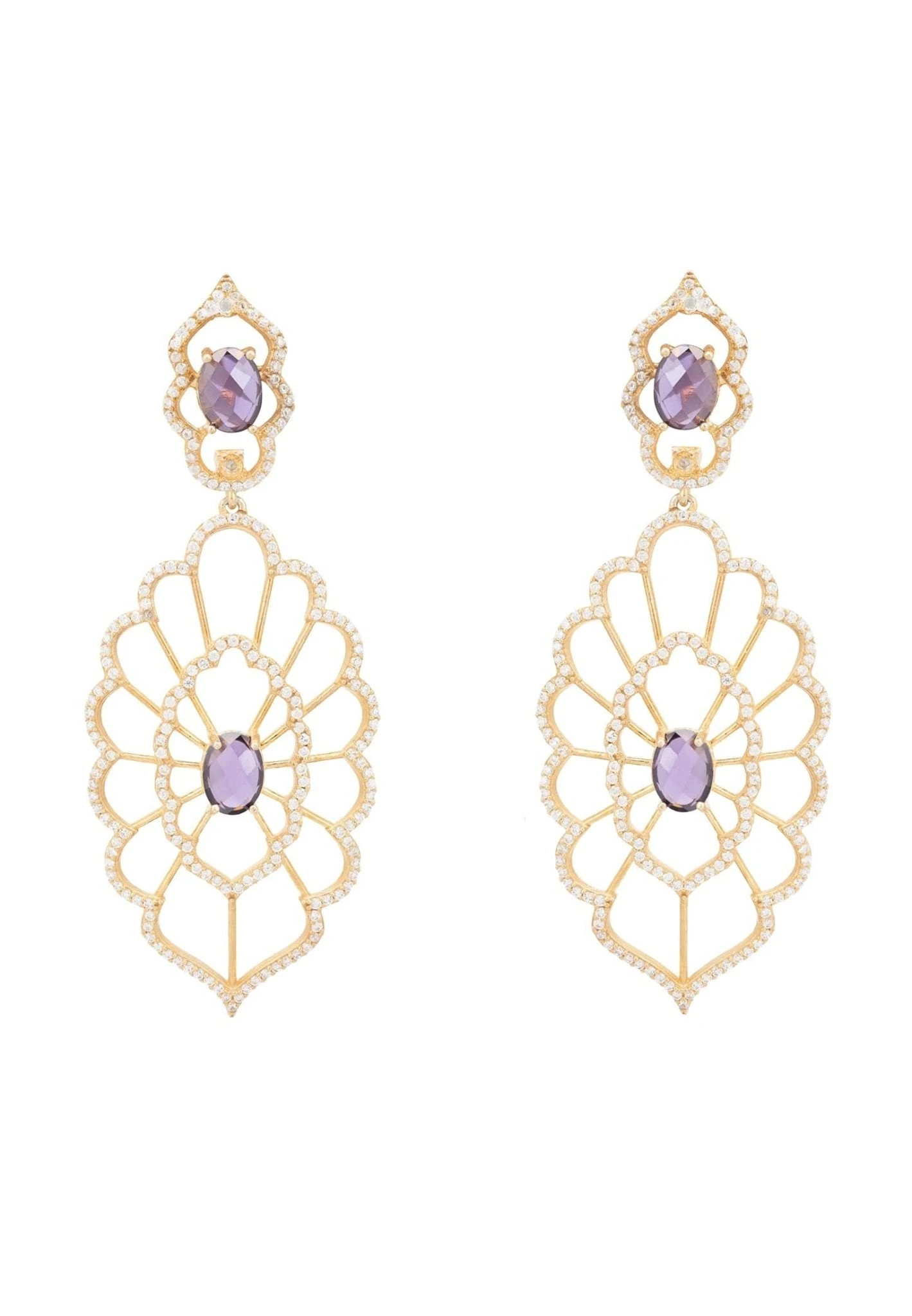 Latelita Countessa Earrings White Purple Amethyst Gold 3 Latelita Countessa Earrings White Purple Amethyst Gold