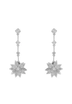 Latelita Dahlia Drop Earrings Silver White