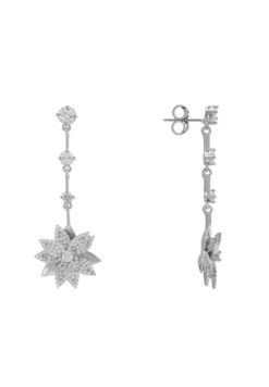 Latelita Dahlia Drop Earrings Silver White -Latelitla Store dahlia drop earrings silver white 537333
