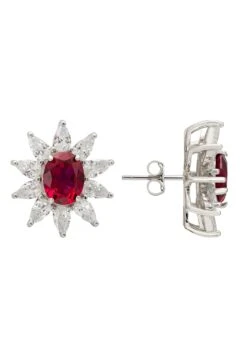 Latelita Daisy Gemstone Stud Earrings Ruby Silver -Latelitla Store daisy gemstone stud earrings ruby silver 511562