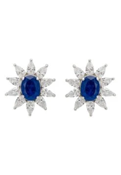 Latelita Daisy Gemstone Stud Earrings Sapphire Silver