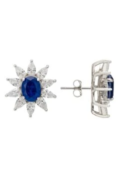 Latelita Daisy Gemstone Stud Earrings Sapphire Silver -Latelitla Store daisy gemstone stud earrings sapphire silver 801642