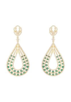 Latelita Daphne Teardrop Earrings Gold Emerald