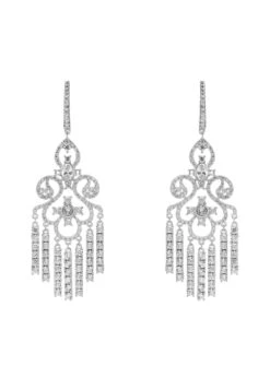 Latelita Deco Chandelier Drops Earrings Silver
