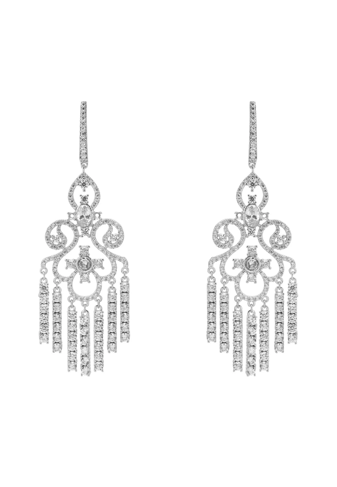 Latelita Deco Chandelier Drops Earrings Silver 3 Latelita Deco Chandelier Drops Earrings Silver